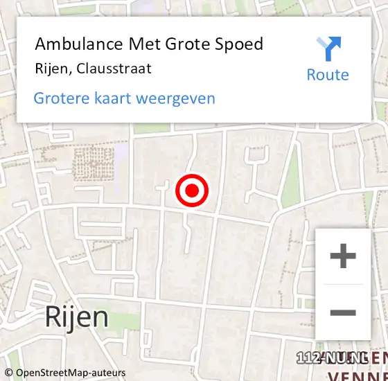 Locatie op kaart van de 112 melding: Ambulance Met Grote Spoed Naar Rijen, Clausstraat op 11 juni 2017 10:31