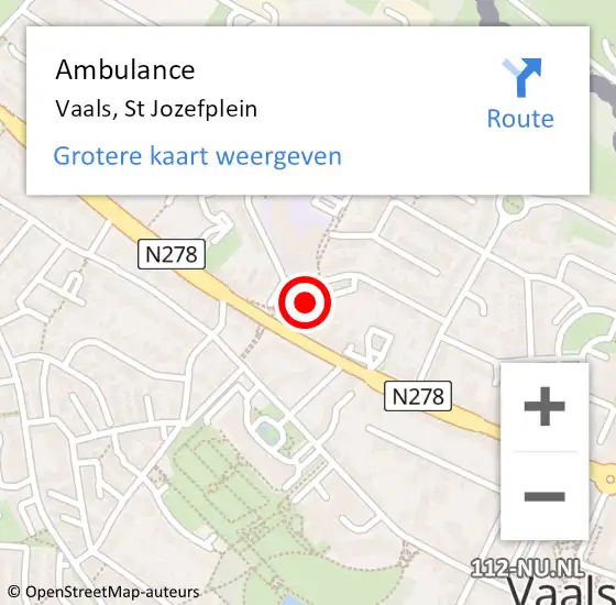 Locatie op kaart van de 112 melding: Ambulance Vaals, St Jozefplein op 23 januari 2014 13:08