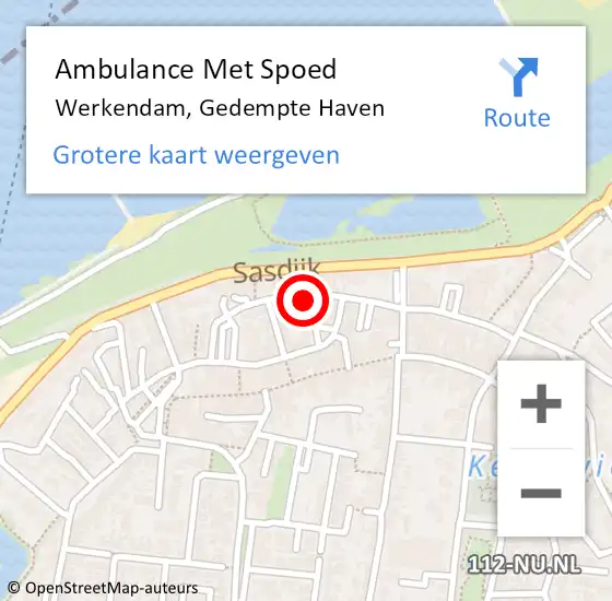 Locatie op kaart van de 112 melding: Ambulance Met Spoed Naar Werkendam, Gedempte Haven op 11 juni 2017 10:40