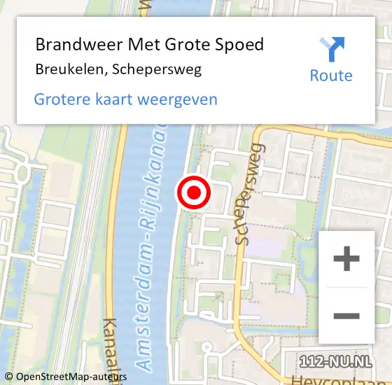 Locatie op kaart van de 112 melding: Brandweer Met Grote Spoed Naar Breukelen, Schepersweg op 11 juni 2017 10:52