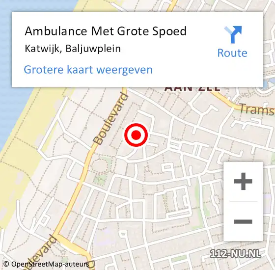 Locatie op kaart van de 112 melding: Ambulance Met Grote Spoed Naar Katwijk, Baljuwplein op 11 juni 2017 10:57