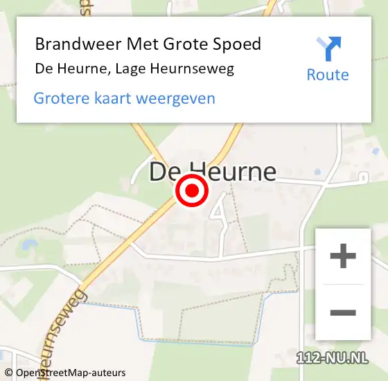 Locatie op kaart van de 112 melding: Brandweer Met Grote Spoed Naar De Heurne, Lage Heurnseweg op 11 juni 2017 11:08
