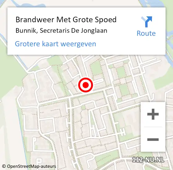 Locatie op kaart van de 112 melding: Brandweer Met Grote Spoed Naar Bunnik, Secretaris De Jonglaan op 11 juni 2017 11:10