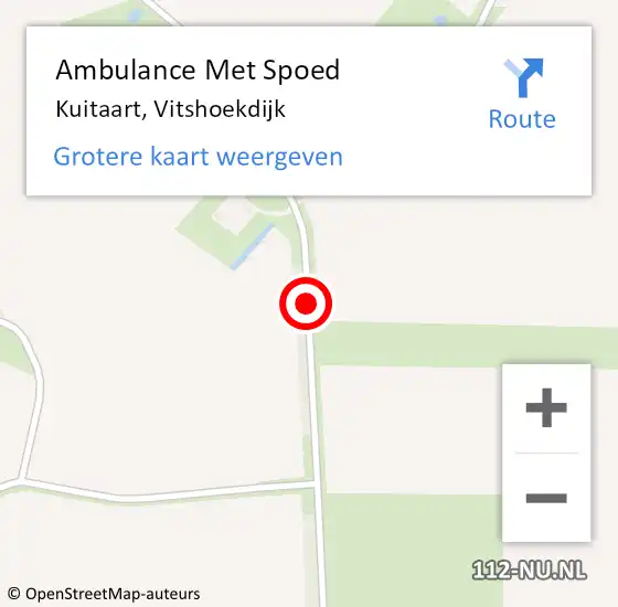 Locatie op kaart van de 112 melding: Ambulance Met Spoed Naar Kuitaart, Vitshoekdijk op 11 juni 2017 11:11