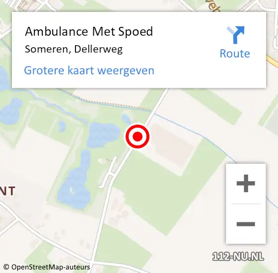 Locatie op kaart van de 112 melding: Ambulance Met Spoed Naar Someren, Dellerweg op 11 juni 2017 11:25