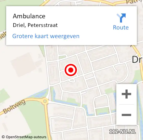 Locatie op kaart van de 112 melding: Ambulance Driel, Petersstraat op 11 juni 2017 11:34
