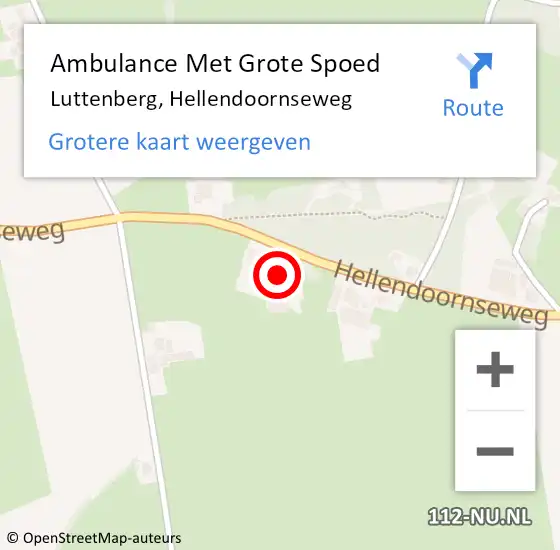 Locatie op kaart van de 112 melding: Ambulance Met Grote Spoed Naar Luttenberg, Hellendoornseweg op 11 juni 2017 12:10