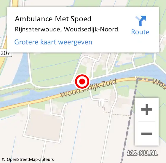 Locatie op kaart van de 112 melding: Ambulance Met Spoed Naar Rijnsaterwoude, Woudsedijk-Noord op 11 juni 2017 13:42