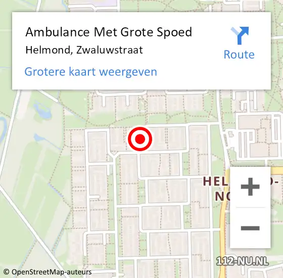 Locatie op kaart van de 112 melding: Ambulance Met Grote Spoed Naar Helmond, Zwaluwstraat op 11 juni 2017 14:18