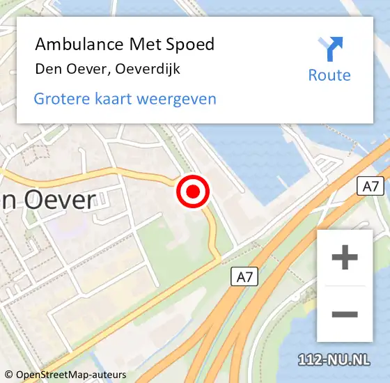 Locatie op kaart van de 112 melding: Ambulance Met Spoed Naar Den Oever, Oeverdijk op 11 juni 2017 14:47