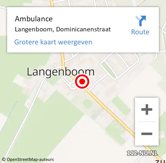 Locatie op kaart van de 112 melding: Ambulance Langenboom, Dominicanenstraat op 11 juni 2017 14:51