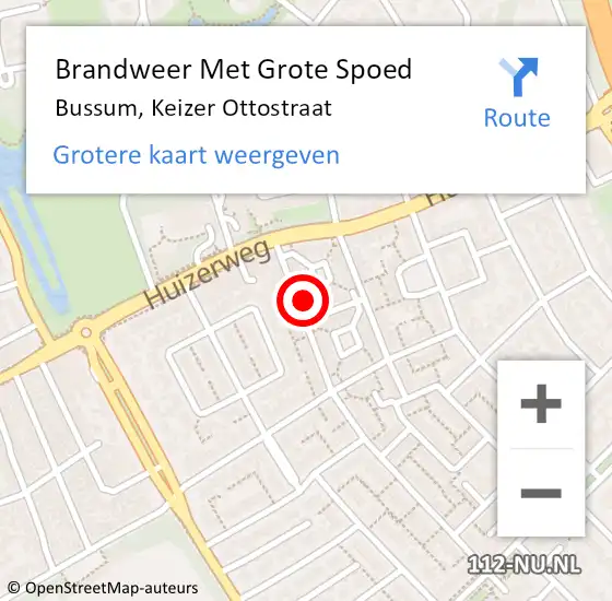 Locatie op kaart van de 112 melding: Brandweer Met Grote Spoed Naar Bussum, Keizer Ottostraat op 11 juni 2017 14:53