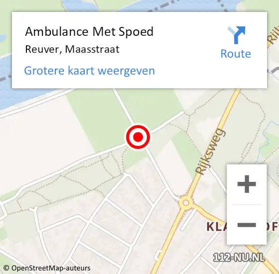 Locatie op kaart van de 112 melding: Ambulance Met Spoed Naar Reuver, Maasstraat op 11 juni 2017 15:18