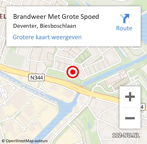 Locatie op kaart van de 112 melding: Brandweer Met Grote Spoed Naar Deventer, Biesboschlaan op 11 juni 2017 15:20