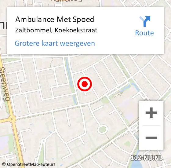 Locatie op kaart van de 112 melding: Ambulance Met Spoed Naar Zaltbommel, Koekoekstraat op 11 juni 2017 15:30