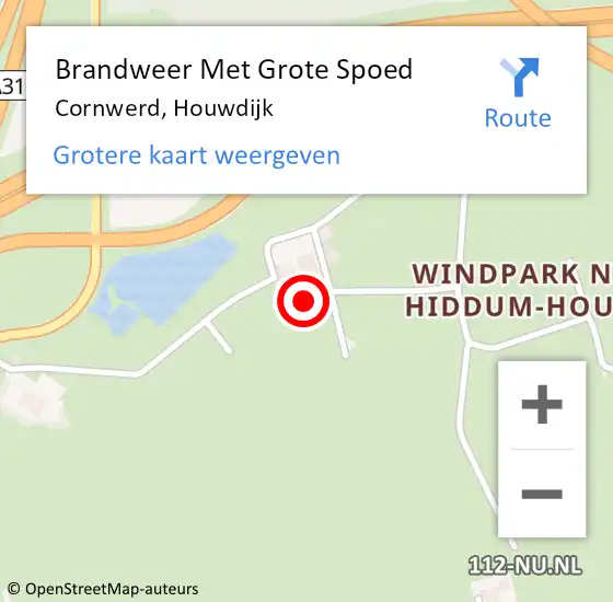 Locatie op kaart van de 112 melding: Brandweer Met Grote Spoed Naar Cornwerd, Houwdijk op 11 juni 2017 15:42