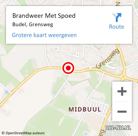 Locatie op kaart van de 112 melding: Brandweer Met Spoed Naar Budel, Grensweg op 11 juni 2017 16:13