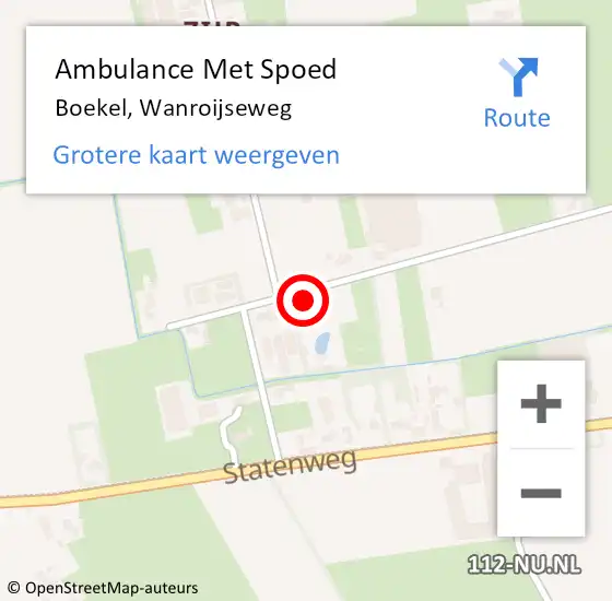 Locatie op kaart van de 112 melding: Ambulance Met Spoed Naar Boekel, Wanroijseweg op 11 juni 2017 16:37