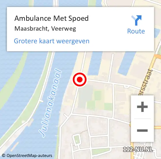 Locatie op kaart van de 112 melding: Ambulance Met Spoed Naar Maasbracht, Veerweg op 11 juni 2017 16:43