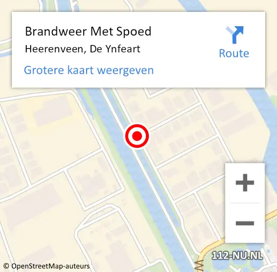 Locatie op kaart van de 112 melding: Brandweer Met Spoed Naar Heerenveen, De Ynfeart op 11 juni 2017 16:45