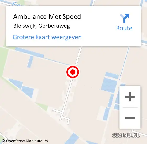 Locatie op kaart van de 112 melding: Ambulance Met Spoed Naar Bleiswijk, Gerberaweg op 11 juni 2017 16:50