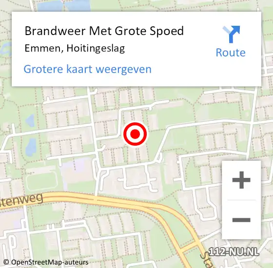 Locatie op kaart van de 112 melding: Brandweer Met Grote Spoed Naar Emmen, Hoitingeslag op 11 juni 2017 17:44