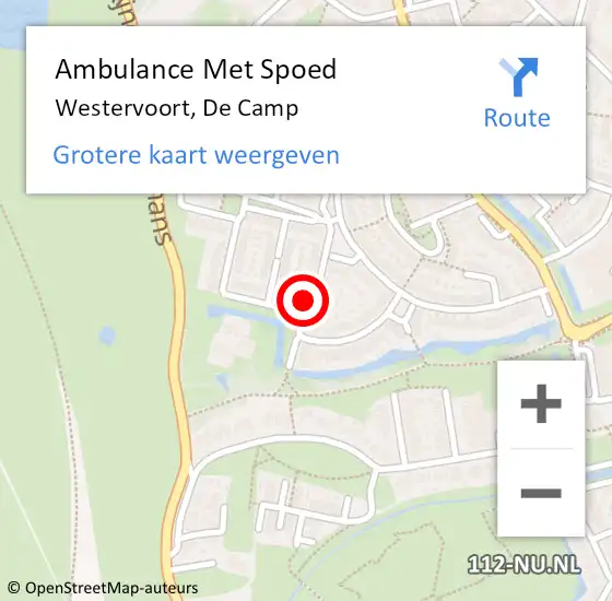 Locatie op kaart van de 112 melding: Ambulance Met Spoed Naar Westervoort, De Camp op 11 juni 2017 18:32