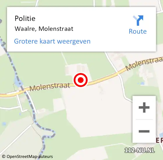 Locatie op kaart van de 112 melding: Politie Waalre, Molenstraat op 11 juni 2017 18:46