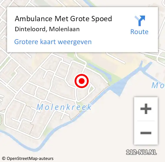 Locatie op kaart van de 112 melding: Ambulance Met Grote Spoed Naar Dinteloord, Molenlaan op 11 juni 2017 18:51