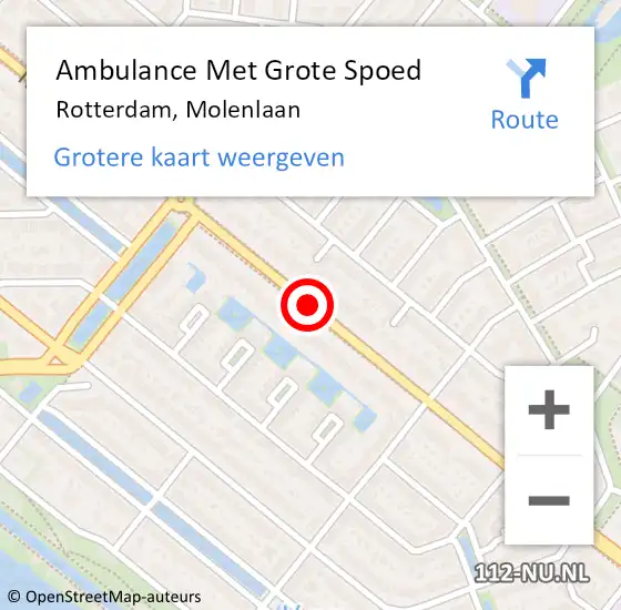 Locatie op kaart van de 112 melding: Ambulance Met Grote Spoed Naar Rotterdam, Molenlaan op 11 juni 2017 19:01