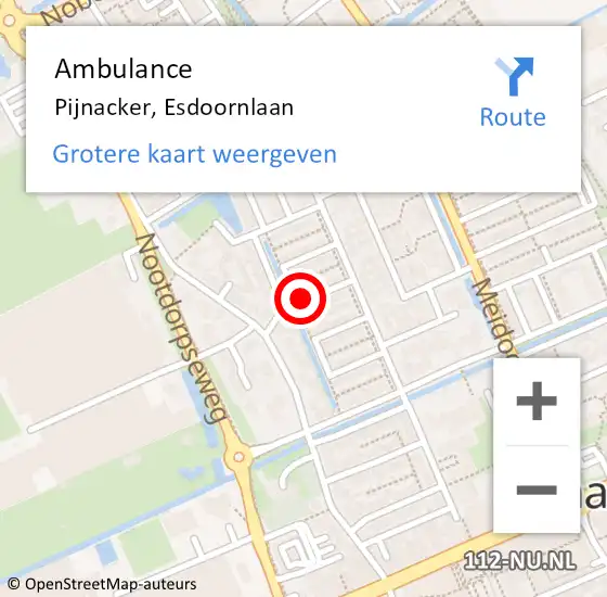 Locatie op kaart van de 112 melding: Ambulance Pijnacker, Esdoornlaan op 11 juni 2017 19:09