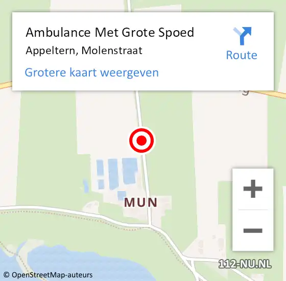 Locatie op kaart van de 112 melding: Ambulance Met Grote Spoed Naar Appeltern, Molenstraat op 11 juni 2017 19:13