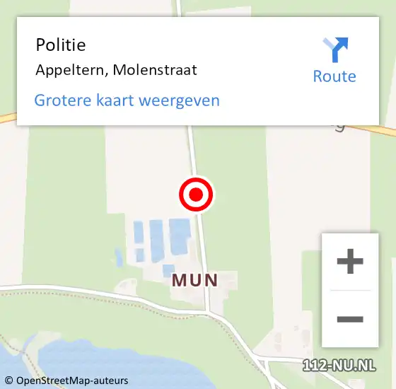 Locatie op kaart van de 112 melding: Politie Appeltern, Molenstraat op 11 juni 2017 19:24