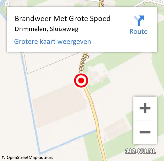 Locatie op kaart van de 112 melding: Brandweer Met Grote Spoed Naar Drimmelen, Sluizeweg op 11 juni 2017 19:46