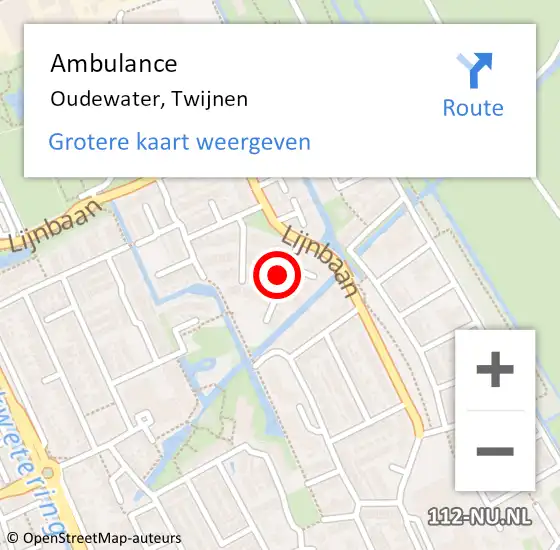 Locatie op kaart van de 112 melding: Ambulance Oudewater, Twijnen op 11 juni 2017 20:32