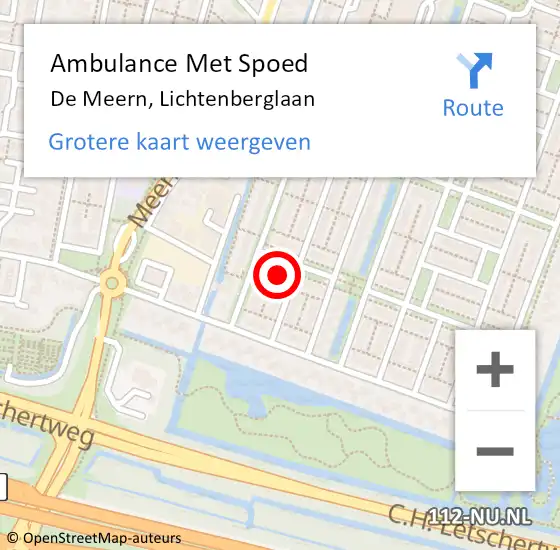 Locatie op kaart van de 112 melding: Ambulance Met Spoed Naar De Meern, Lichtenberglaan op 11 juni 2017 20:34