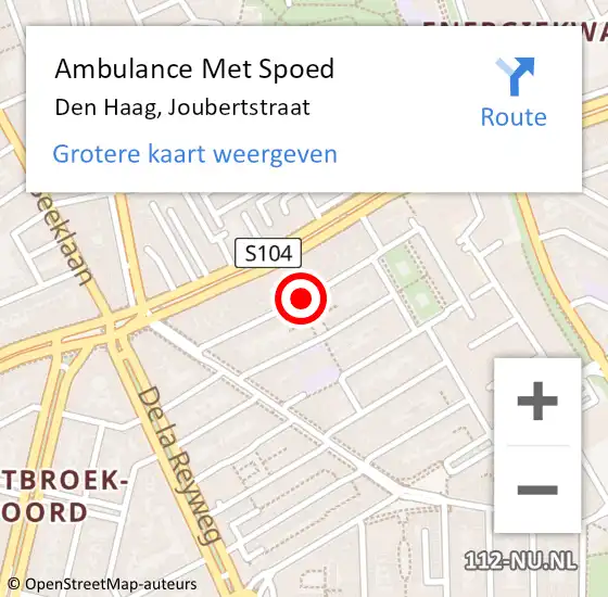 Locatie op kaart van de 112 melding: Ambulance Met Spoed Naar Den Haag, Joubertstraat op 11 juni 2017 20:54
