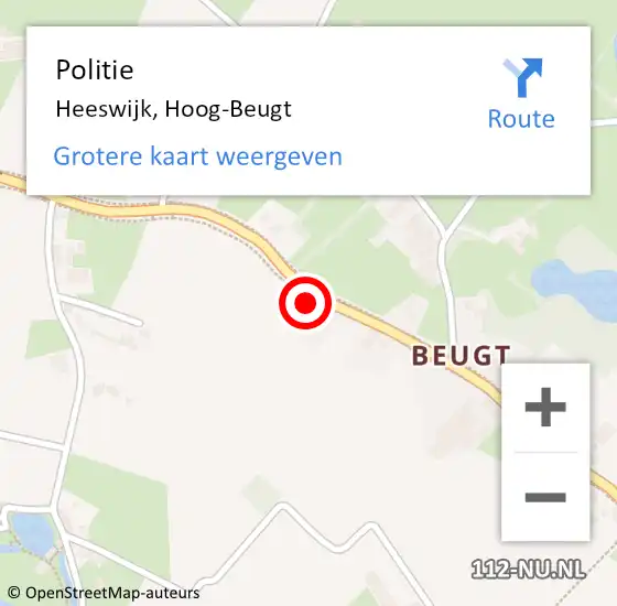 Locatie op kaart van de 112 melding: Politie Heeswijk, Hoog-Beugt op 11 juni 2017 21:22