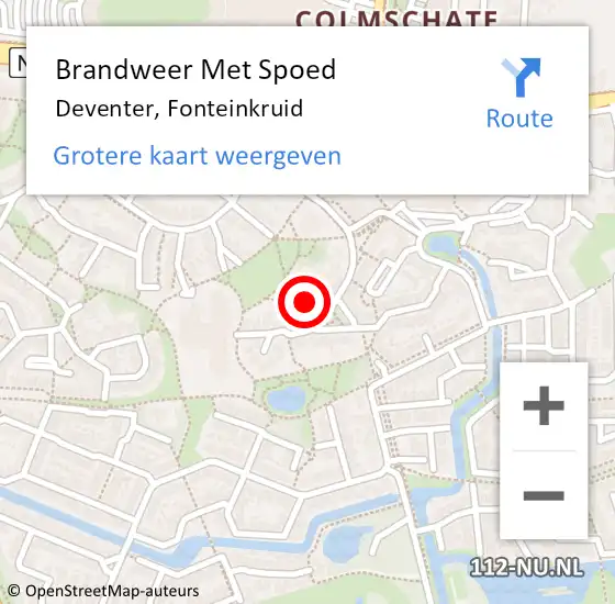 Locatie op kaart van de 112 melding: Brandweer Met Spoed Naar Deventer, Fonteinkruid op 11 juni 2017 23:33