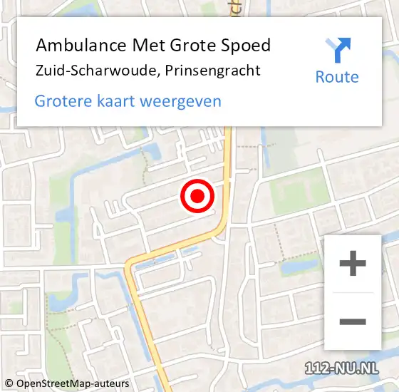 Locatie op kaart van de 112 melding: Ambulance Met Grote Spoed Naar Zuid-Scharwoude, Prinsengracht op 12 juni 2017 00:15