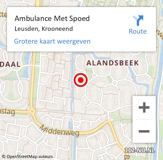 Locatie op kaart van de 112 melding: Ambulance Met Spoed Naar Leusden, Krooneend op 12 juni 2017 01:11