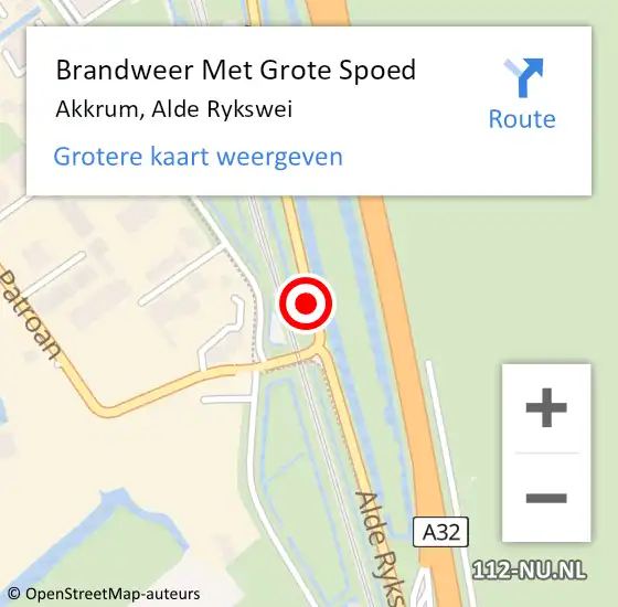 Locatie op kaart van de 112 melding: Brandweer Met Grote Spoed Naar Akkrum, Alde Rykswei op 12 juni 2017 02:51