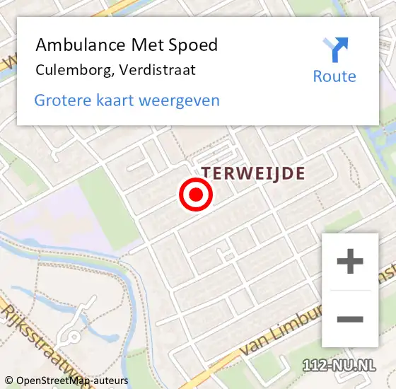 Locatie op kaart van de 112 melding: Ambulance Met Spoed Naar Culemborg, Verdistraat op 12 juni 2017 04:07