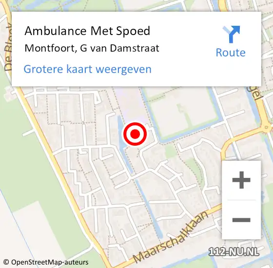 Locatie op kaart van de 112 melding: Ambulance Met Spoed Naar Montfoort, G van Damstraat op 12 juni 2017 04:30