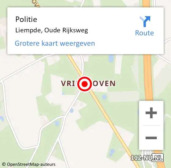 Locatie op kaart van de 112 melding: Politie Liempde, Oude Rijksweg op 12 juni 2017 07:50