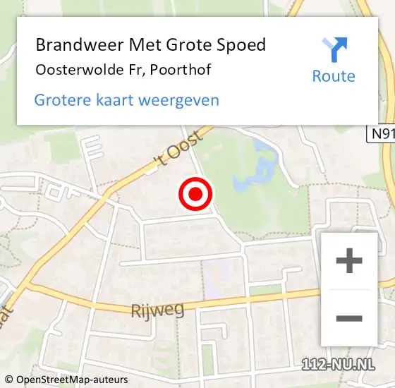 Locatie op kaart van de 112 melding: Brandweer Met Grote Spoed Naar Oosterwolde Fr, Poorthof op 12 juni 2017 08:28