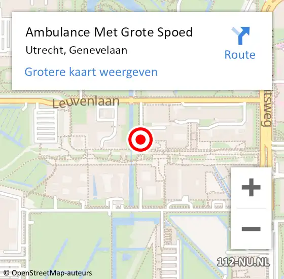 Locatie op kaart van de 112 melding: Ambulance Met Grote Spoed Naar Utrecht, Genevelaan op 12 juni 2017 08:45