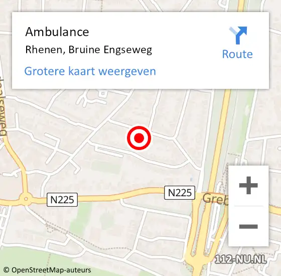 Locatie op kaart van de 112 melding: Ambulance Rhenen, Bruine Engseweg op 12 juni 2017 08:54