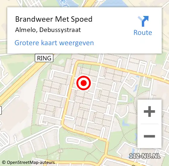 Locatie op kaart van de 112 melding: Brandweer Met Spoed Naar Almelo, Debussystraat op 12 juni 2017 09:29