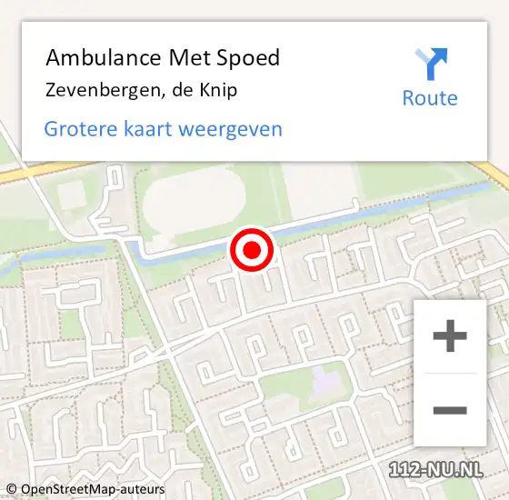 Locatie op kaart van de 112 melding: Ambulance Met Spoed Naar Zevenbergen, De Knip op 12 juni 2017 10:10